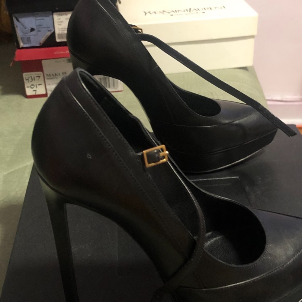 Saint Laurent Leather Classic Janis 105 Mary Jane Pump Black - Picture 6 of 6